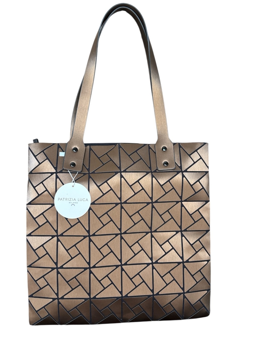 Patrizia Luca Box Pattern Tote Bag Matte bronze NWT
